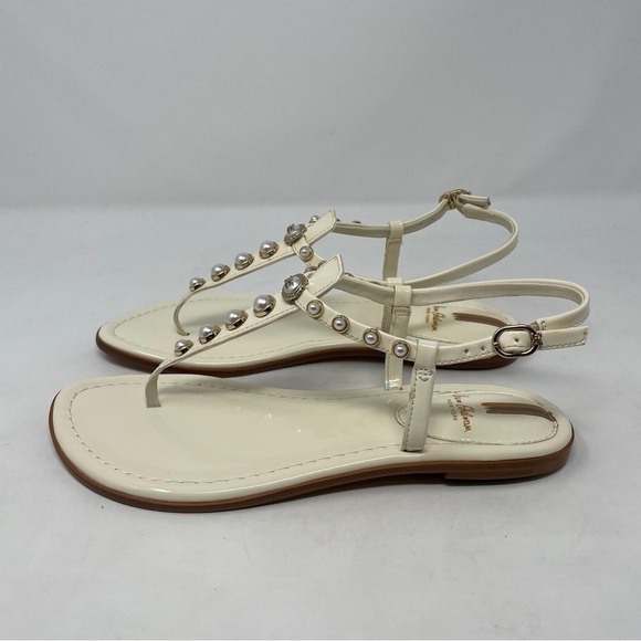 Sam Edelman Gigi Patent Pearl Embellished Thong T- Strap Sandals - NWT - Picture 9 of 11